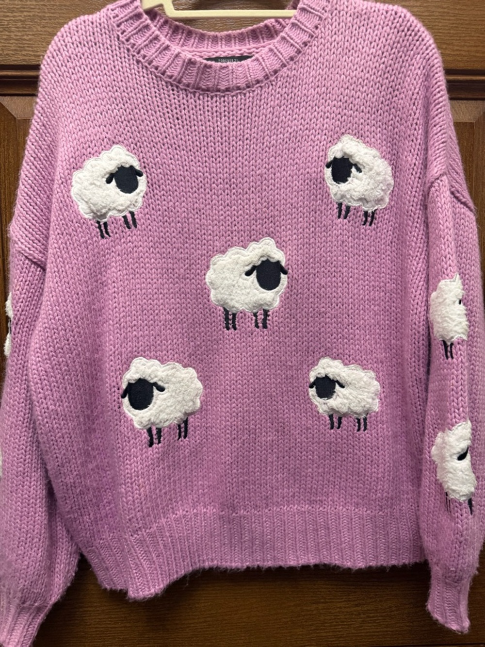 Forever 21 Pink Sweater with White Sheep Embroidery, Harry Styles